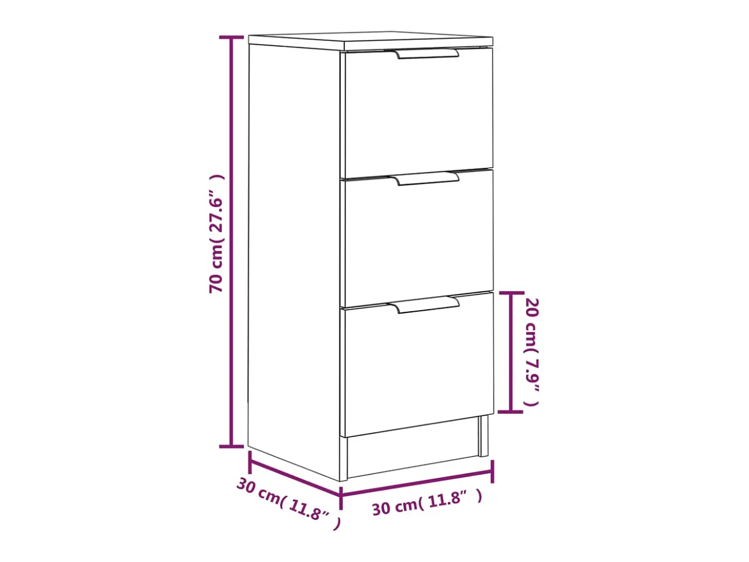 Aparador de hormigón gris 30x30x70 cm Madera de ingeniería
