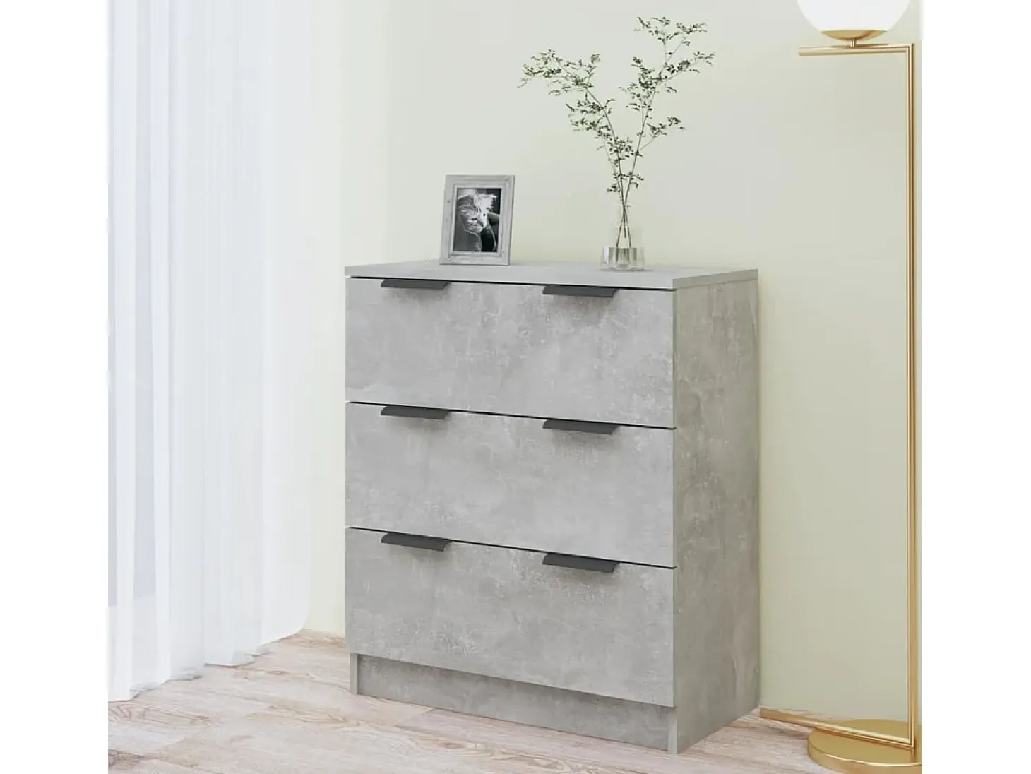 Aparador de hormigón gris 60x30x70 cm Madera de ingeniería