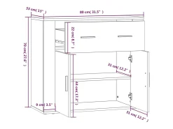 Aparador de hormigón gris 80x33x70 cm Madera de ingeniería