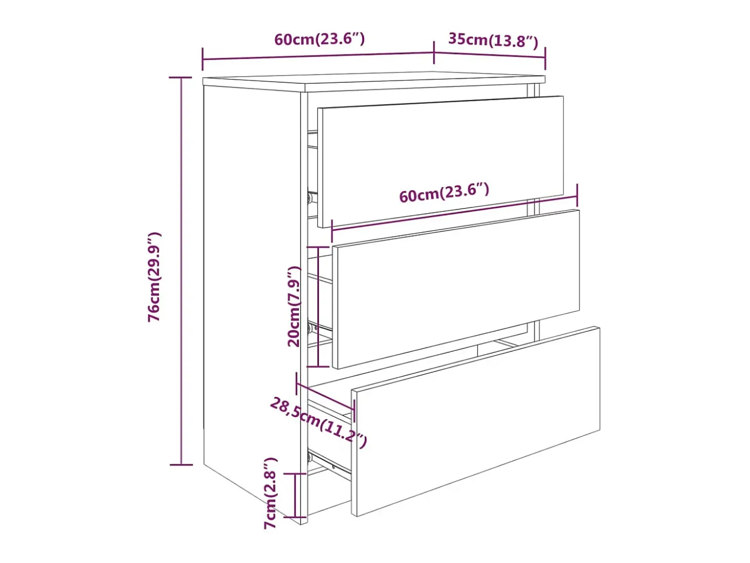Aparador de hormigón gris 60x35x76 cm Madera de ingeniería