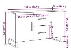 Aparador de madera antigua 100x36x60 cm madera contrachapada