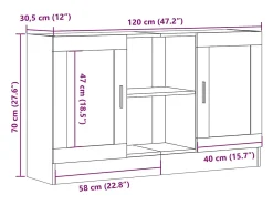 Aparador de madera antigua 120x30,5x70 cm madera contrachapada