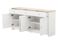 Aparador de madera blanca, armario de almacenamiento, estante ajustable, cocina, sala de estar, comedor