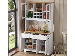 Aparador de madera blanca, 94,5 x 30 x 175,5 cm, diseño moderno para salón y comedor.