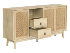 Aparador de madera con 3 puertas y 2 cajones para almacenaje multifuncional 155x38x80 cm