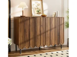 Aparador de madera con 3 puertas a rayas y estantes ajustables - para salón y comedor
