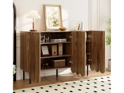 Aparador de madera con 3 puertas a rayas y estantes ajustables - para salón y comedor