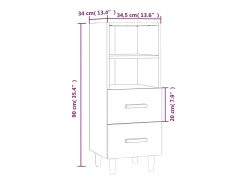 Aparador de madera contrachapada gris Sonoma 34,5x34x90 cm