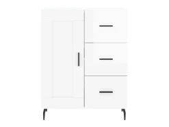 Aparador de madera contrachapada blanco brillante 69,5x34x90 cm ES87235