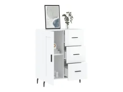 Aparador de madera contrachapada blanco brillante 69,5x34x90 cm ES87235