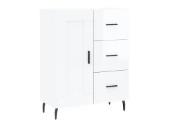 Aparador de madera contrachapada blanco brillante 69,5x34x90 cm ES87235