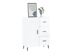 Aparador de madera contrachapada blanco brillante 69,5x34x90 cm ES87235