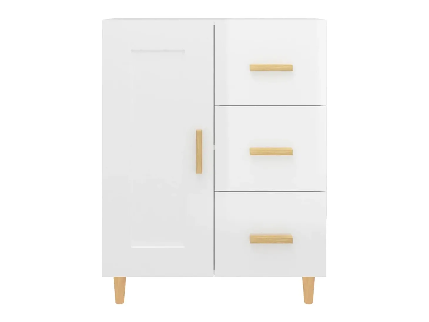 Aparador de madera contrachapada blanco brillante 69,5x34x90 cm