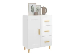 Aparador de madera contrachapada blanco brillante 69,5x34x90 cm