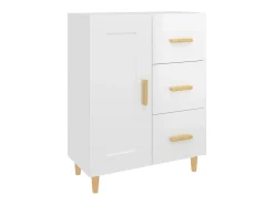 Aparador de madera contrachapada blanco brillante 69,5x34x90 cm
