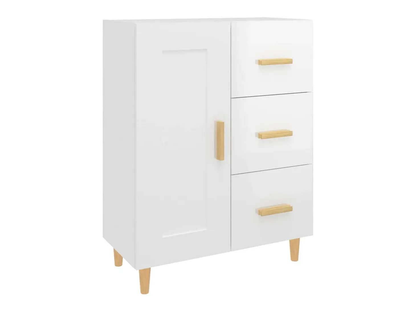 Aparador de madera contrachapada blanco brillante 69,5x34x90 cm