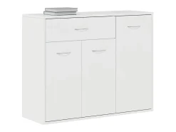 Aparador de madera contrachapada blanco brillante 88x30x70 cm