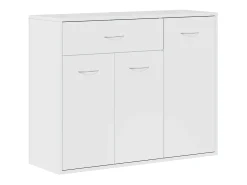 Aparador de madera contrachapada blanco brillante 88x30x70 cm
