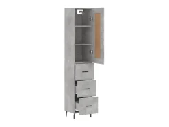 Aparador de madera contrachapada gris hormigón 34,5x34x180 cm ES44881