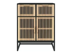 Aparador de madera contrachapada negro 60x30x75 cm