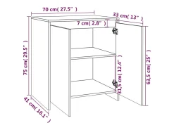 Aparador de madera contrachapada blanco 70x41x75 cm