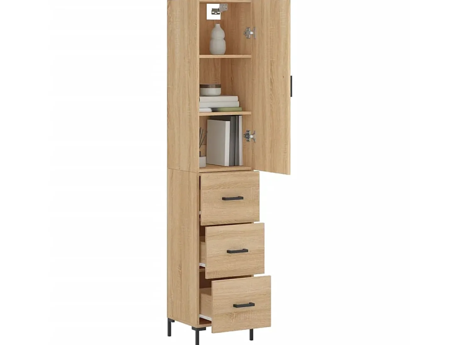 Aparador de madera contrachapada roble Sonoma 34,5x34x180 cm ES83119