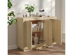 Aparador de madera contrachapada color roble Sonoma 92x35x75 cm ES34945