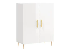 Aparador de madera contrachapada blanco brillante 69,5x34x90 cm