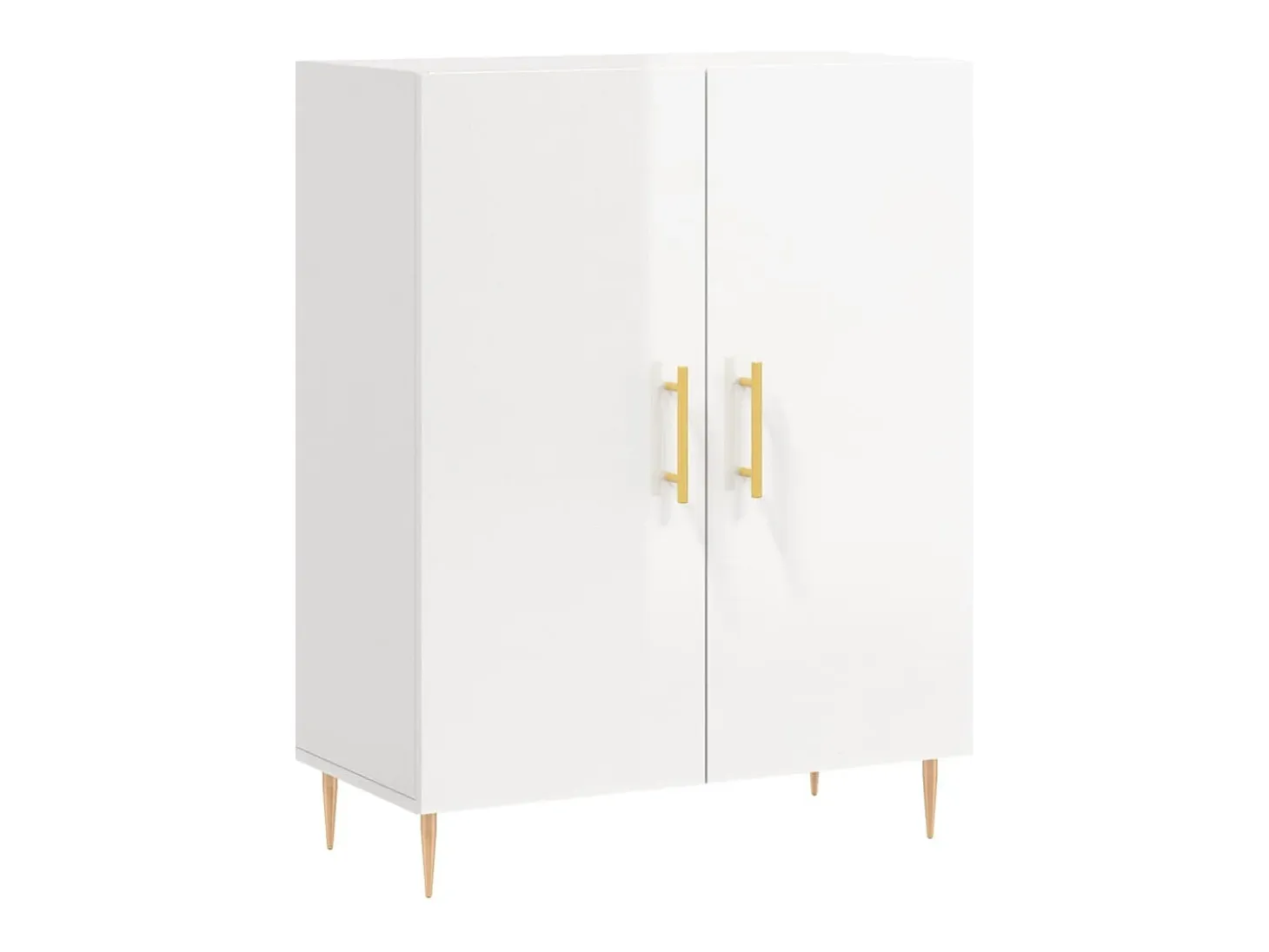 Aparador de madera contrachapada blanco brillante 69,5x34x90 cm