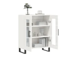 Aparador de madera contrachapada blanco brillante 69,5x34x90 cm