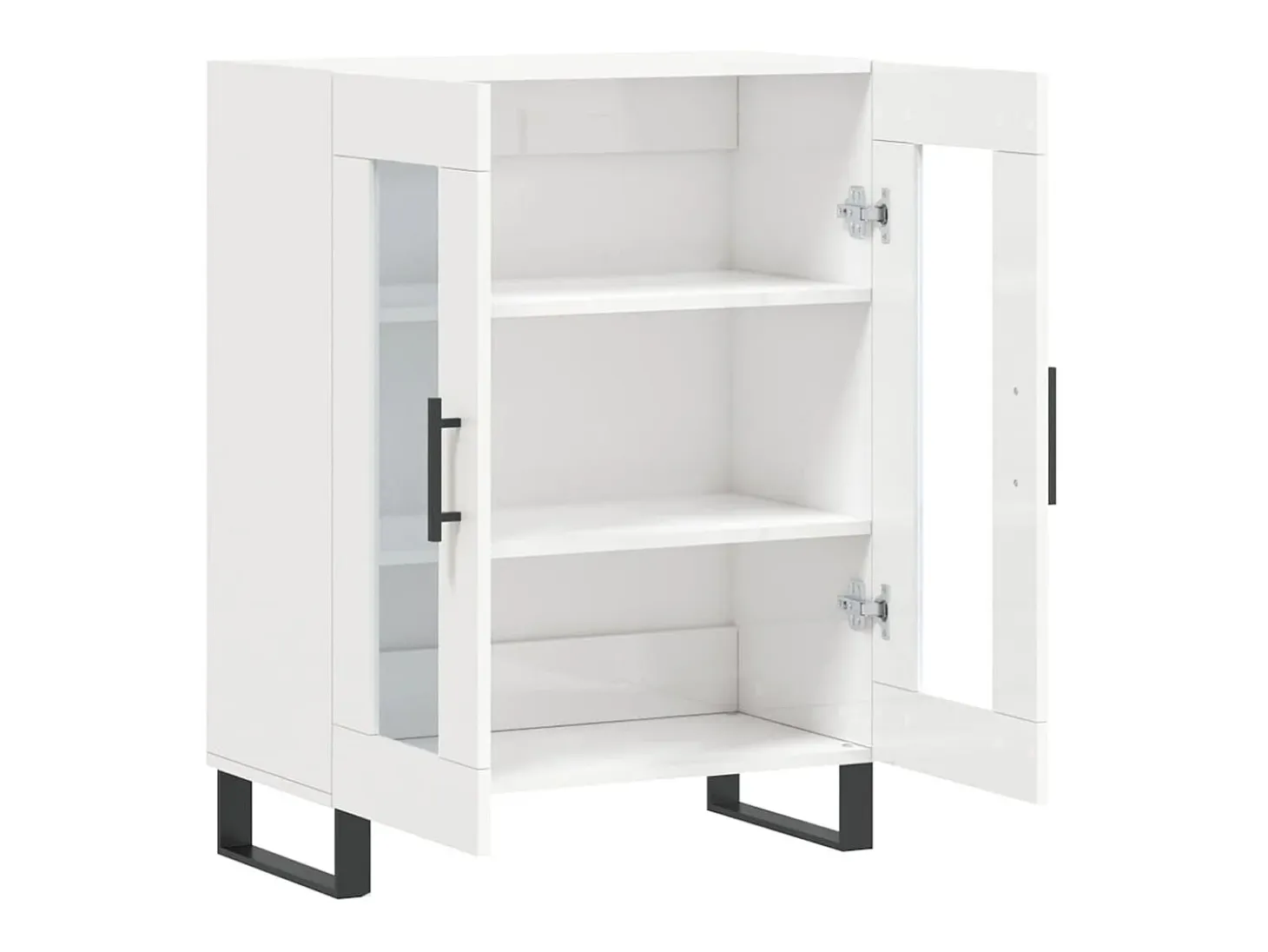 Aparador de madera contrachapada blanco brillante 69,5x34x90 cm