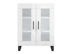 Aparador de madera contrachapada blanco brillante 69,5x34x90 cm
