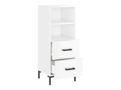 Aparador de madera contrachapada blanco brillante 34,5x34x90 cm ES51088