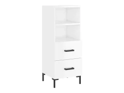 Aparador de madera contrachapada blanco brillante 34,5x34x90 cm ES51088