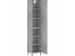 Aparador de madera contrachapada gris hormigón 34,5x34x180 cm ES92456