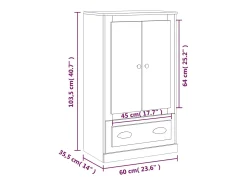 Aparador de madera contrachapada blanco 60x35,5x103,5 cm