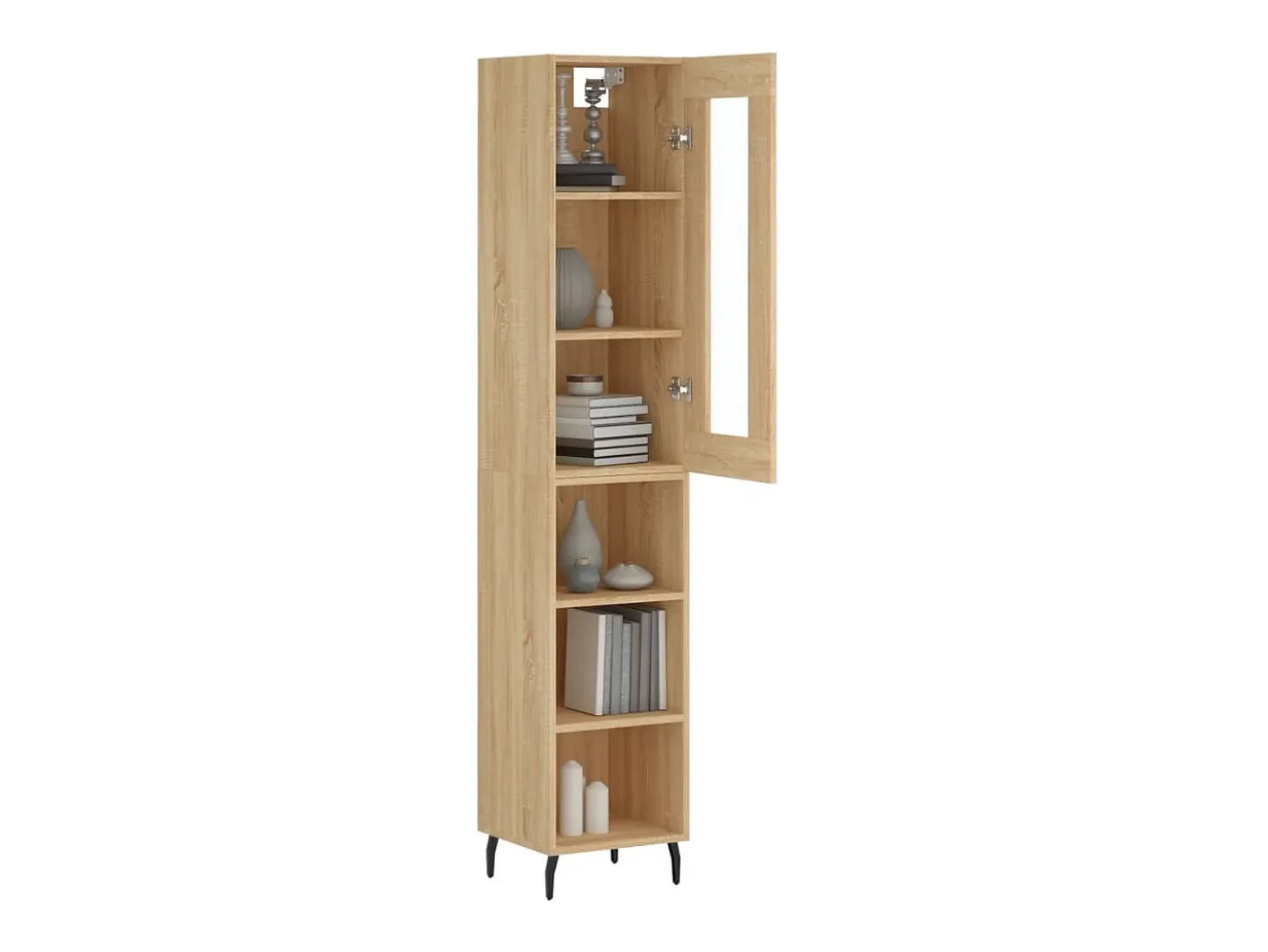 Aparador de madera contrachapada roble Sonoma 34,5x34x180 cm ES77561