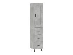 Aparador de madera contrachapada gris hormigón 34,5x34x180 cm