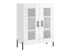 Aparador de madera contrachapada blanco brillante 69,5x34x90 cm