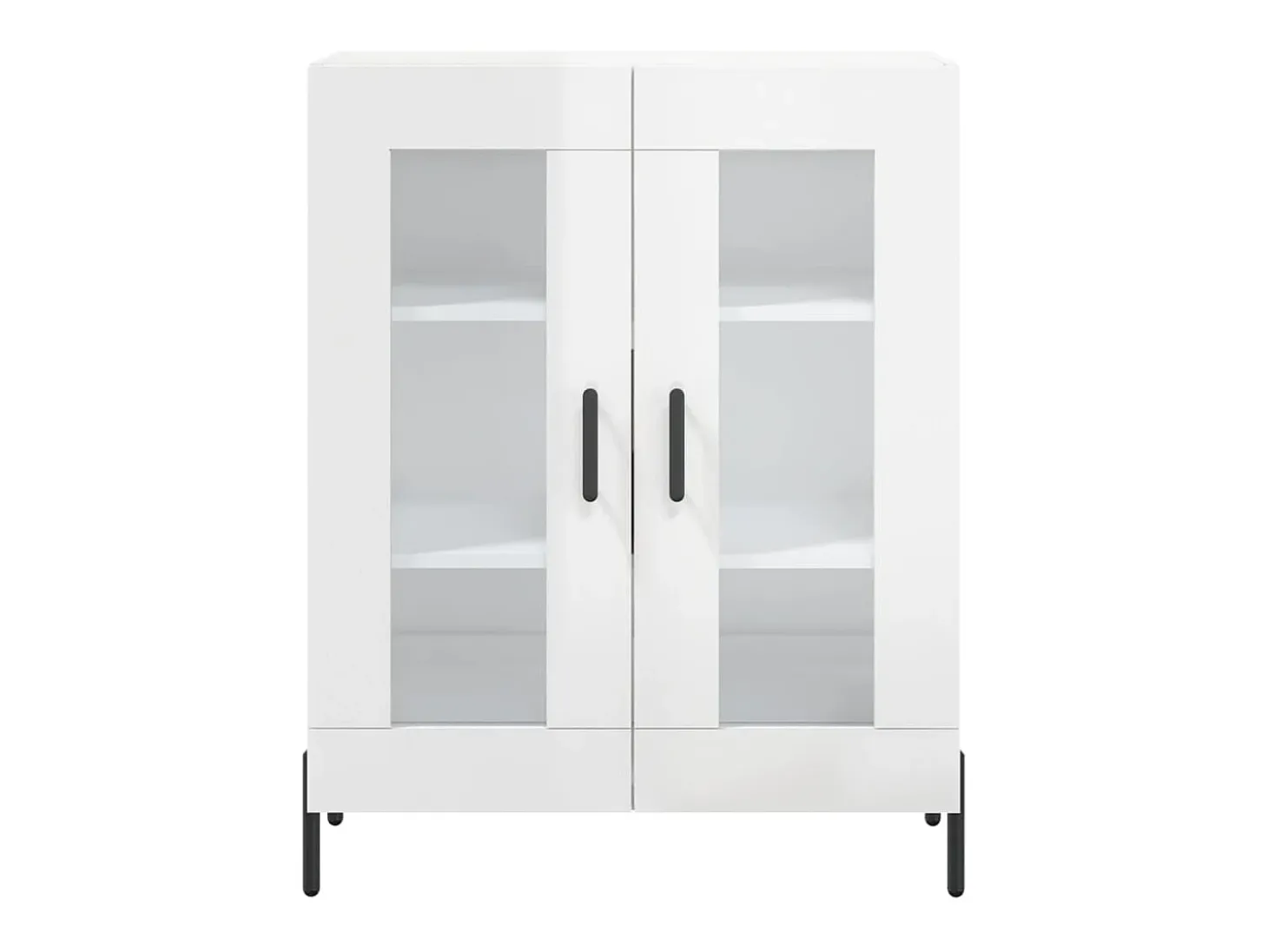 Aparador de madera contrachapada blanco brillante 69,5x34x90 cm