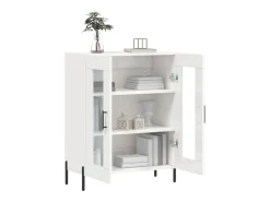 Aparador de madera contrachapada blanco brillante 69,5x34x90 cm