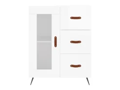 Aparador de madera contrachapada blanco brillante 69,5x34x90 cm ES91520