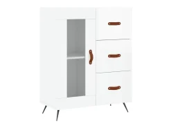 Aparador de madera contrachapada blanco brillante 69,5x34x90 cm ES91520