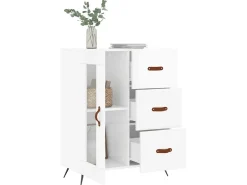 Aparador de madera contrachapada blanco brillante 69,5x34x90 cm ES91520
