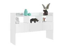 Aparador de madera contrachapada blanco brillante 105x30x70 cm ES10670