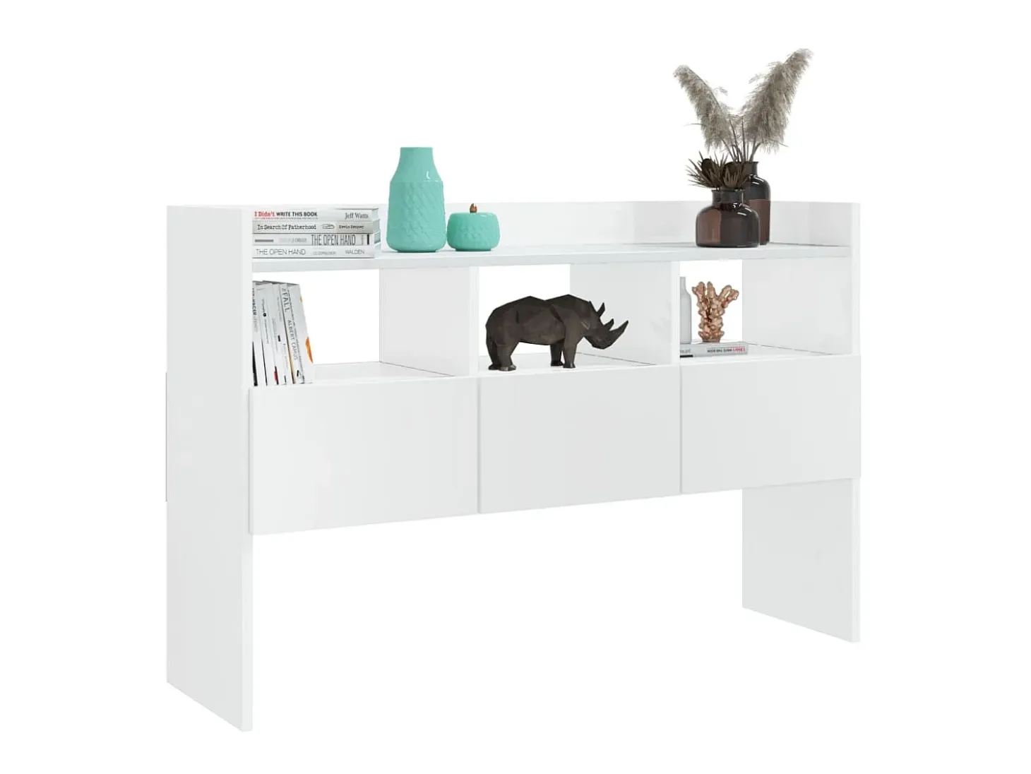 Aparador de madera contrachapada blanco brillante 105x30x70 cm ES10670