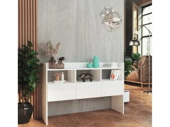 Aparador de madera contrachapada blanco brillante 105x30x70 cm ES10670