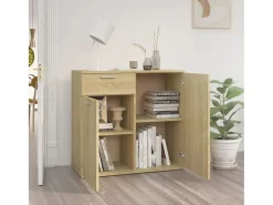Aparador de madera contrachapada color roble Sonoma 80x36x75 cm ES44165