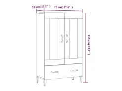 Aparador de madera contrachapada gris hormigón 70x31x115 cm