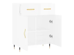 Aparador de madera contrachapada blanco brillante 69,5x34x90 cm